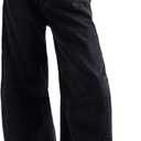 Allimy Womens High Waisted Barrel Horseshoe Baggy Jeans Trendy 2026 with Raw Hem Non Stretch