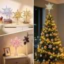 Lewondr Christmas Star Tree Topper, USB Powered Remote Controlled 11 Inch Multilayer Hexagonal Tree Toppers Christmas Decor with 8 Light Modes for Home Holiday Xmas, Timer Function, Gold