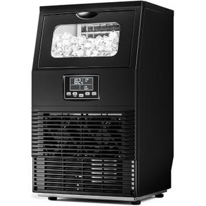 Antarctic Star Commercial Ice Maker Machine 66Lbs/24H, Self-Cleaning, Ice Scoop, Freestanding Ice Cube Machine for Home, Bar, Restaurant, Coffee Shop (Black)