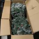 6.5' Pre-Lit Glittering Frosted Slim Pine Green Artificial Christmas Tree with Warm White Lights, by Holiday Time