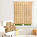 SEEYE Cordless Bamboo Blinds Shades, Light Filtering Bamboo Roller Shades Natural Roman Blind Shade, Roll Up Blind for Windows, Easy to Install for Door, Bedroom, 25" W x 64" H,Natural