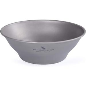 Boundless Voyage Ultralight Titanium Bowl Pan Plate Dish with Carry Bag Outdoor Camping Portable Tableware Cookware (Ti15164B (600ml Bowl))