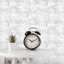 MelunMer Grey Leaf Peel and Stick Wallpaper Boho Gray Contact Paper Self Adhesive Wallpapers Removable Wallpaper for Bedroom/Bathroom Waterproof Modern Contact Paper for Cabinets Palm 393In L 17.3In W