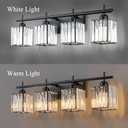 28.2" Modern Crystal Bathroom Vanity Lights, 4-Light Matte Black Wall Light Fixtures Bathroom Lighting Fixtures Over Mirror, 4 Bulb Vanity Lights for Bthroom Hallway