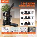 VEVOR Button Maker, 1/1.25/2.28 inch(25/32/58mm) 3-in-1 Pin Maker with 300pcs Button Parts, Ergonomic Arc Handle Punch Press Kit, Button Maker Machine with Panda Magic Book, for Children DIY Gifts
