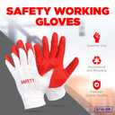 SAFETY Non-Slip 200 Pairs Red Latex Cotton Multi-Purpose Work Gloves- Nitrile Dipped & Rubber Palm Coated for a Firm Grip- Heavy Duty Premium-Construction-Moving-Warehouse-Garden-Gloves, One Size