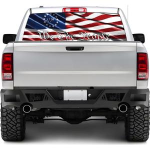 Rear Window Decals for Trucks - 65x22 in Back Window American Flag Decals Fit Most Pickup Trucks SUV, Vinyl Back Window Decal Truck Rear Window Graphics for Personalized Decoration