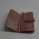 FALAN MULE Women Leather Wallet Large Capacity Bifold RFID Blocking Card Holder with Zipper Coin Pocket (BF-Rouge Pink)