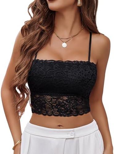 Avidlove Bralettes for Women Lace Spaghetti Strap Tank Top Tube Slim Basic Camiso Large