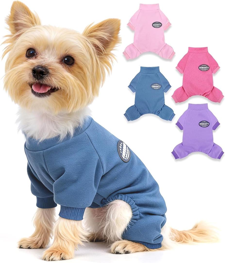 Puppy Pjs Dog Pajamas Dog Sweater for Small Dogs Girl Boy Winter Warm Soft Stretchy Jumpsuit Doggie Pet Clothes Outfits (Steel Blue, Medium)