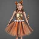 3PCS Kids Girls Jungle Animals Costume Party Dress up Ears Headband Tail Set Halloween Cosplay Birthday Sets (L(6-7Y), Tiger)