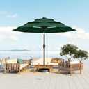 Patio Kingdom 10FT Patio Umbrella 3 Tiers Outdoor Market Umbrella w/Push Button Tilt, Crank, UV and Waterproof Table Umbrella for Garden, Pool, Backyard, Deck, Lawn, Forest Green