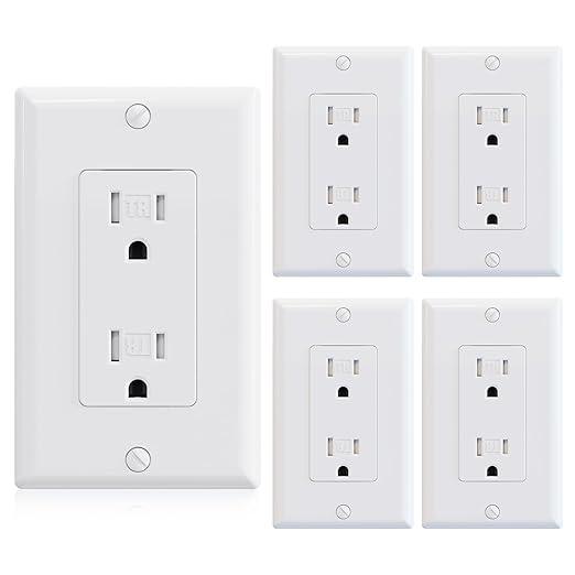 ELEGRP 15 Amp Tamper Resistant White Electrical Wall Outlet, 125V, UL Listed, 20 Pack