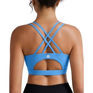 2 x RUNNING GIRL Sports Bras for Women,Padded Sports Bra Tank Top Sexy Crisscross Back High Impact Longline Workout Yoga Bra (Blue, M)