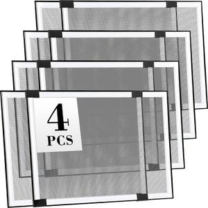 Lounsweer 4 Pcs Expandable Window Screen Adjustable Sliding Window Screen Mesh with Aluminum Frame for Home House (25"-45" W X 18" H)