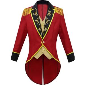 chenggong Adult Circus Leader Costume Men Vintage Tailcoat Jacket (Large, Red)