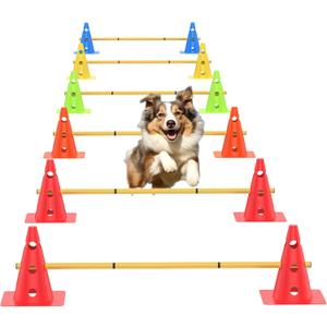 Dog Agility Training Hurdle Cone Set, Adjustable Dog Agility Equipment Obstacle Course Backyard Equipment for Pet Exercise 6 Set