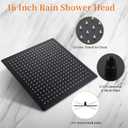 16 Inch Square Rain Shower Head, 304 Stainless Steel, Ultra Thin High Pressure Bathroom Rainfall Showerhead (Matte Black) (324 Jets)