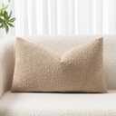 Woaboy 1 Pack Boucle Throw Pillow Covers Textured Square Decorative Pillowcases Accent Solid Cushion Covers Home Decor for Sofa Couch Living Room Home Decor 12x20 inch