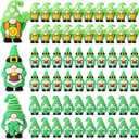 Kathfly 60 Pcs St. Patrick's Day Tiny Gnomes Figurines Shamrock Mini Gnomes Figures to Hide and Seek Four Leaf Clover Miniature Statues St. Patrick's Day Gift Party Favors Goodies Bag Accessories