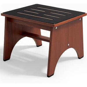 RayLove One Step Stool for Adults Seniors with Non-Slip Rubber Stepping Feet, Heavy Duty Platform Step Stools for Bathroom, Bedroom, Kitchen & Bedside Support 12 Inch Rustic Brown