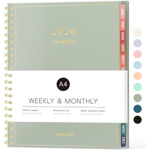 2026 Planner, Forvencer Calendar Planner Weekly and Monthly (Jan 2026-Dec 2026), 8.5" X 11", Agenda Book, Daily Journal Notebook with Tabs, Flexible Cover, Home School Organizer, A4, Green