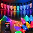 Dazzle Bright Smart C9 Christmas Outdoor Lights, 100 LED 66 FT RGB String Light with Remote, App Control, Music Sync, Connectable Waterproof Xmas Lights for Holiday Tree Patio Roof Decor (RGB (Red, Green, Blue))