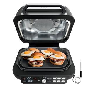 Ninja IG651 Foodi Smart XL Pro 7-in-1 Indoor Grill/Griddle Combo, use Opened or Closed, Air Fry, Dehydrate & More, Pro Power Grate, Flat Top, Crisper, Smart Thermometer, Black 