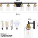 6-Light Vanity Lights Bathroom Light Fixtures, Black and Gold,37"