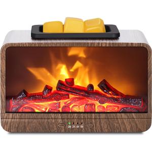 Flame Fireplace Wax Melt Warmer,Scentsy Wax Warmer with Timer, Electric Wax Warmer for Scented Wax with PTC Heating Plate, Wax Burner for Women Gifts & Home Decor(Walnut)