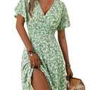 FENSACE Wedding Dresses with Sleeve Spring Easter Womens Summer Outfits(Green White Floral-72, Small) 