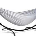SUNCREAT Stand Alone Hammocks for Outside, 2 Person Self Standing Hammock, Light Gray