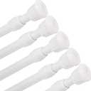 Goodtou 5 Pack Spring Tension Rods for Windows 28 to 48 Inch Adjustable White Tension Curtain Rods No Drilling Small Spring Loaded Curtain Rods for Closet Cupboard Bar (5Pcs 28"to 48" White)