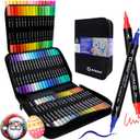 Artecho Acrylic Paint Markers 72 Colors with Bag, Acrylic Paint Pens with Brush Tip and Fine Tip for Stone, Rock Painting, Paper, Pumpkin, Wood, Egg, Canvas, Ceramic, Fabric, leather, Glass