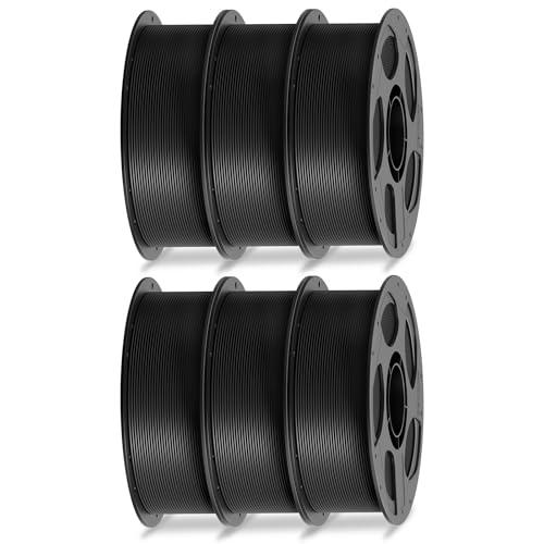 ANYCUBIC High Speed 3D Printer Filament 1.75mm Bundle, Rapid PLA Filament with High Prints Quality, Dimensional Accuracy +/- 0.02mm, 1KG Reusable Spool, 6 Pack Pearl Black