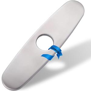 Brushed Nickel 10 inch Sink Faucet Hole Cover Deck Plate, 304 Stainless Steel Escutcheon for 1 or 3 Hole Kitchen, Bathroom or Vanity Sink, Fits Pull-Down, Pull-Out and Mixer Taps