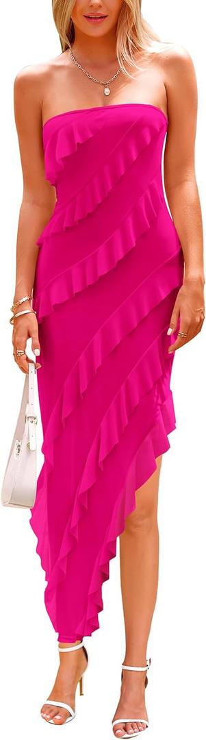 PRETTYGARDEN Summer Wedding Guest Dresses for Women 2026 Spring Cocktail Prom Graduation Bodycon Backless Elegant Midi Dress