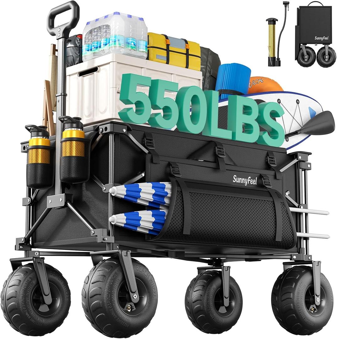 SUNNYFEEL Beach Wagon with Big Wheels for Sand - 300L Large Capacity