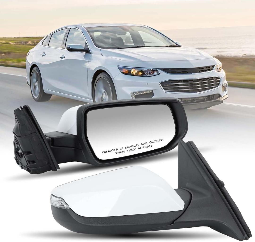 Passenger Side View Mirror Compatible with 2016 2017 2018 2019 2020 2021 2022 Malibu LT Hybrid,Mirrors With Heated Turn Signal,7-Pins OE-GM1321539(White)