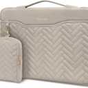 MOSISO 13.3 inch 360 Protective Laptop Case, 13-13.3 inch Laptop Sleeve Compatible with MacBook Air/Pro 13 13.6/Pro 14, HP Dell ASUS, Rectangle Quilted Bag with Handle&Pocket&Small Case, Taupe Brown