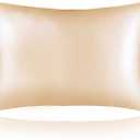 Sutuo Home Silk Pillowcase for Hair and Skin Care, Both Sides 19 Momme Mulberry Pure Real Silk Pillow Case Cover with Zipper, Soft and Smooth for Better Cool Sleep, Standard 20"x26", Champagne 1 PC