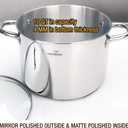 HOMICHEF 10 Quart Stock Pot With Glass Lid - Nickel Free Stainless Steel 10 Qt Pots With Handle - Mirror Polished StockPot 10 Quart - Induction Cooking Pots With Lid - Healthy Soup Pot