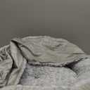 JOEJOY Small Dog Bed Cat Bed with Hooded Blanket, Cozy Cuddler Luxury Puppy Pet Bed, Donut Round Calming Anti-Anxiety Dog Burrow Cave Bed - Anti-Slip Bottom and Machine Washable 23 inch (Grey)