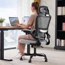 TRALT Office Chair Ergonomic Desk Chair with Lumbar Support Black Grey, 1, Pack of 1