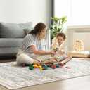 WITSHOCK Washable 4x6 Area Rugs Non Slip Low Pile - Soft Foldable Floor Rug for Bedroom, Living Room, Dining Room & Dorm, Light Blue Bathroom Rug with Anti-Skid Backing (Indoor Decor)