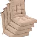Juexica 4 Sets Outdoor Patio Chair Cushions Seat High Back Tufted Pillow Replacement Rocking Chair Cushions Pads for Patio Summer Seasonal Indoor Home Office(Beige Apricot)
