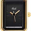 Gosasa Women's Elegant Dress Watch Chain Braid Band Fashion Square Bracelet Watches for Women Retro Minimalist Analog Quartz Waterproof Ladies Watch (Gold)