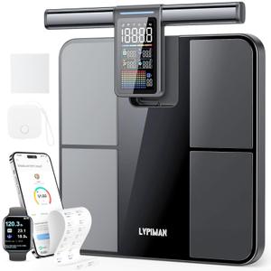 Smart Scale for Body Weight and Fat, 57 Body Composition Metrics, BMI, Muscle Mass, 8-Electrode Digital Bathroom Scale, 485lbs Capacity, with 5.25-Inch VA Color Screen & Retractable Handle
