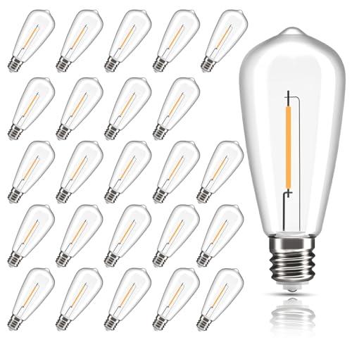 Jasneniebo 25 Pack Edison E17 LED Bulbs for Outdoor String Lights, 0.6W Shatterproof Intermediate Base Patio/Wedding String Lights Replacement Bulbs for Outside, E17/C9 Warm White 2700K