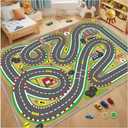 31"x47" Kids Rug Play Mat Soft & Non-Slip Car Rugs City Map Play MatCar Rugs for Kids Toy Cars Race Track for Classroom RugPlay Learn and Have Fun Safely